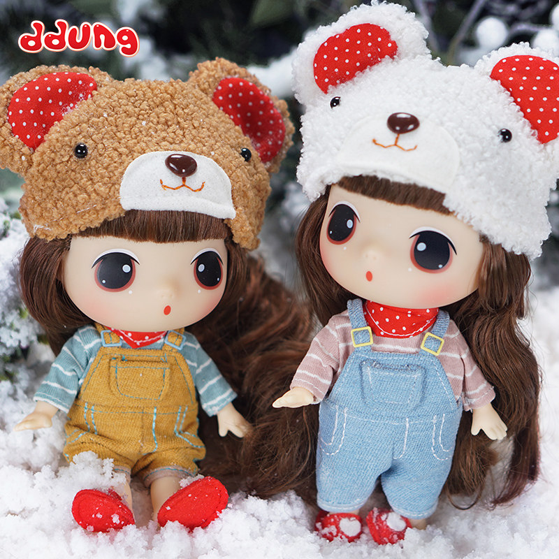 ddung冬己迷糊娃娃背带熊娃娃换装娃娃可爱女孩萝莉娃娃挂件公仔