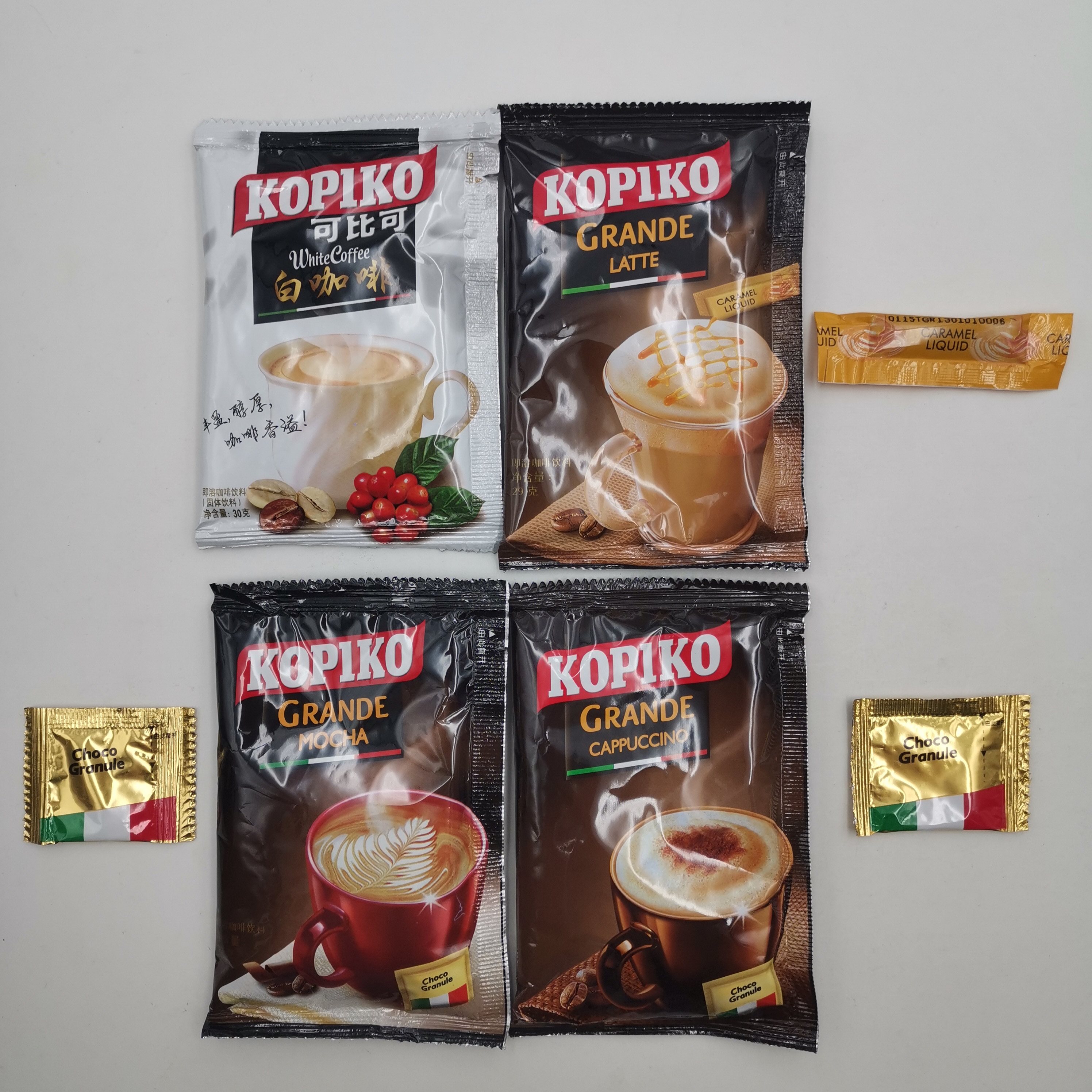 kopiko可比比可豪享咖啡四味拿铁配焦糖浆卡布奇诺速溶咖啡