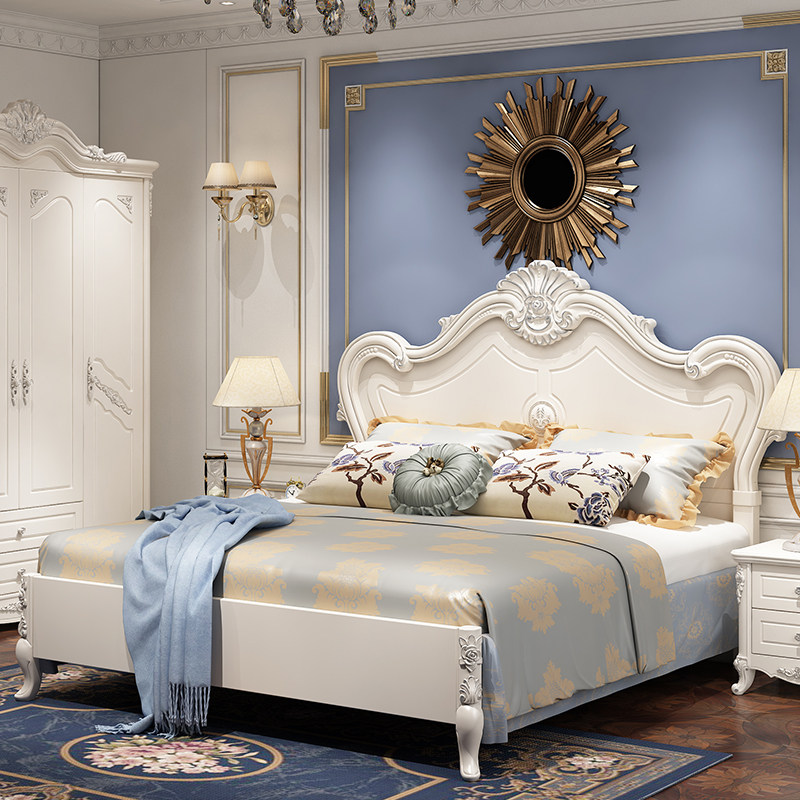 欧式床双人床主卧现代简约实木公主婚床1.8米简欧田园奢华储物床