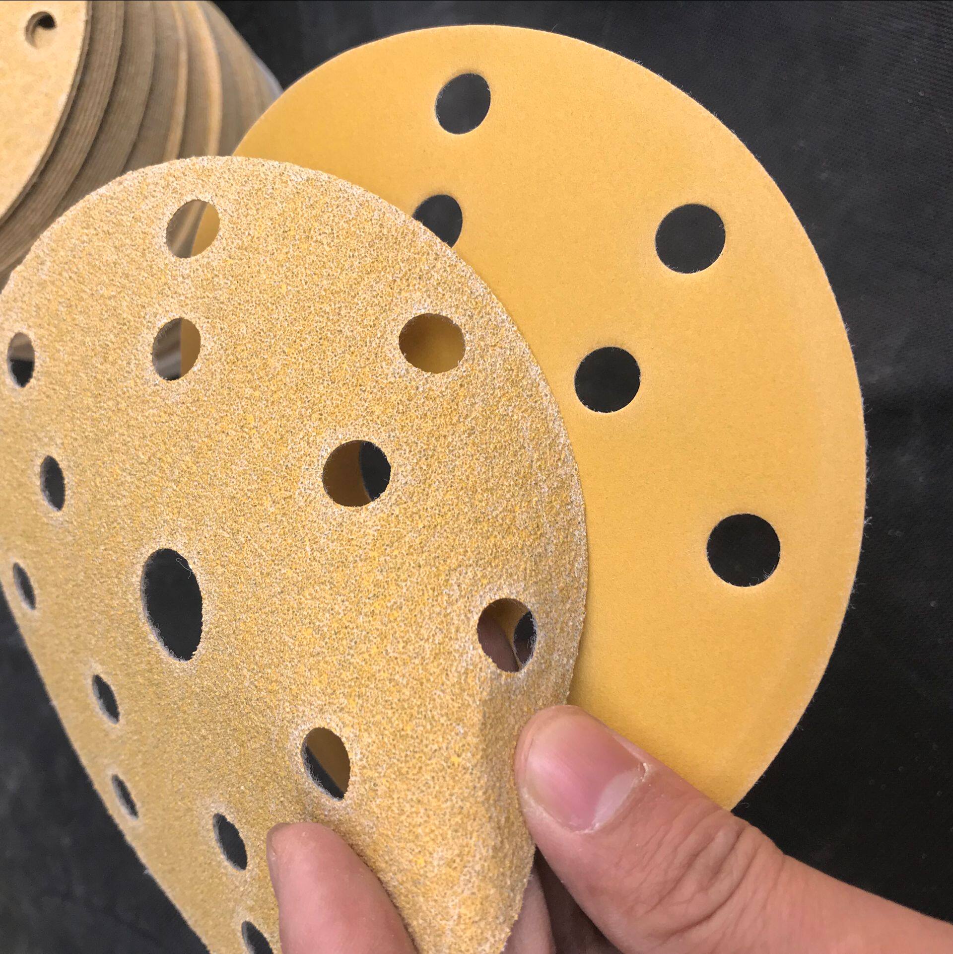 6寸15孔干磨砂纸植绒砂皮气动无尘喷漆打磨其它漆工工具