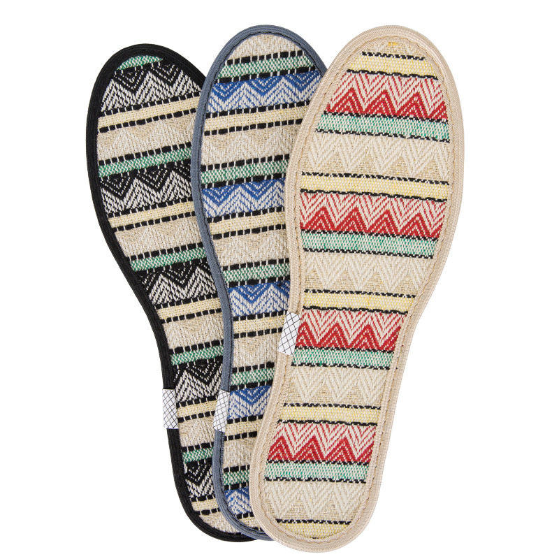 鞋垫足迹优品国潮出征棉麻编织按摩男女吸汗鞋垫