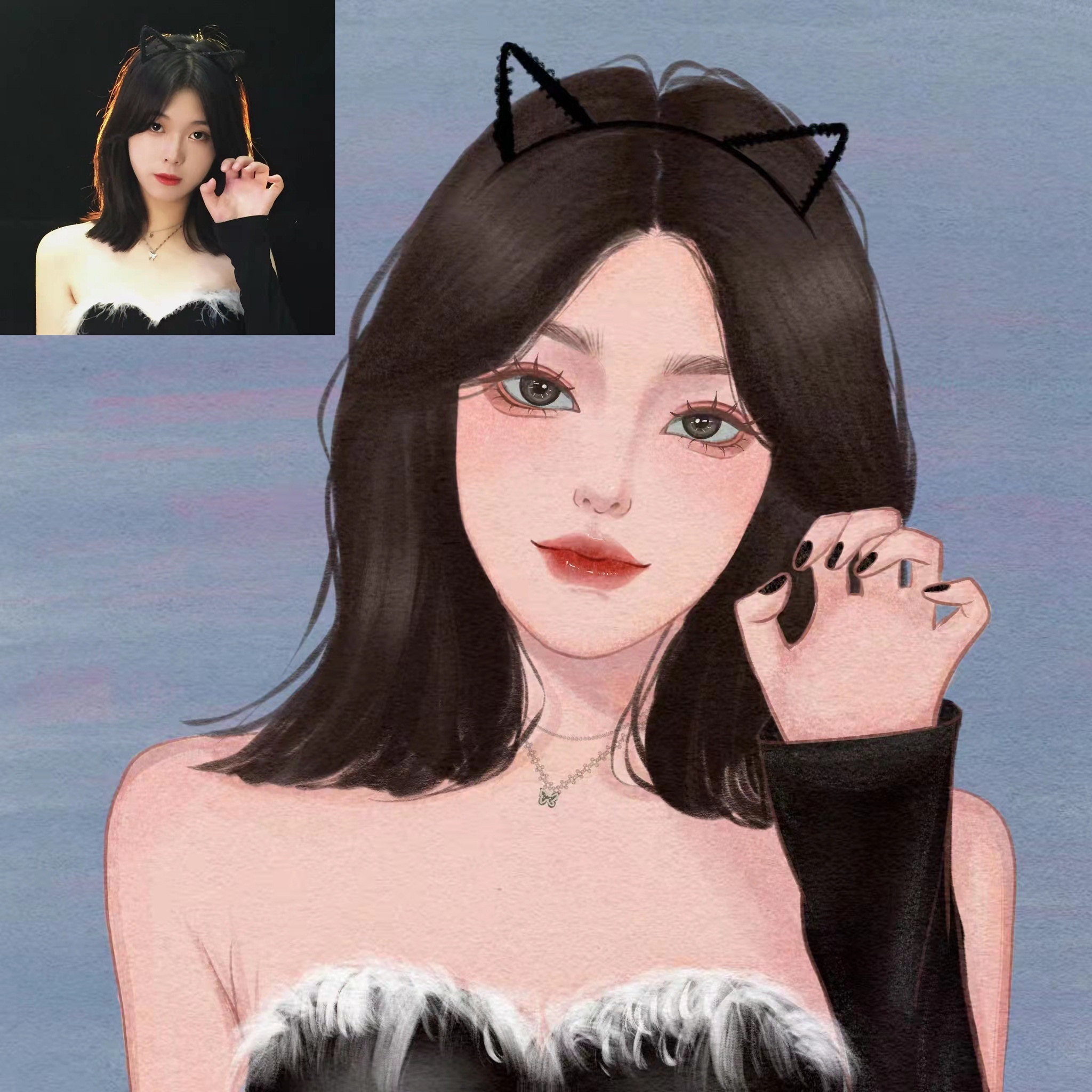 手绘头像个性水彩定制约稿真人照片转手情侣手绘真人漫画