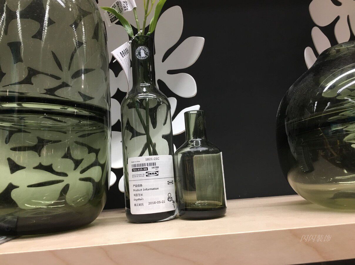 花瓶宜家国内代购乔比吹制玻璃瓶长颈桌面摆件花瓶