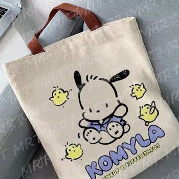 Canvas Bag Women's Daily Versatile Cartoon Large Capacity Canvas Bag Student Class Handbag Shoulder Bag Shopping Bag