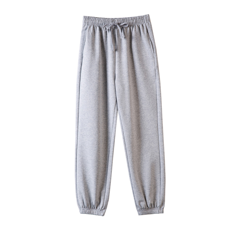 灰色运动裤女春秋纯棉宽松束脚夏季薄款九分休闲裤