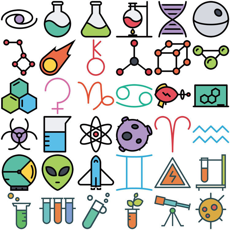 71号科学技术图标科技太空实验图案标志合集ui设计素材