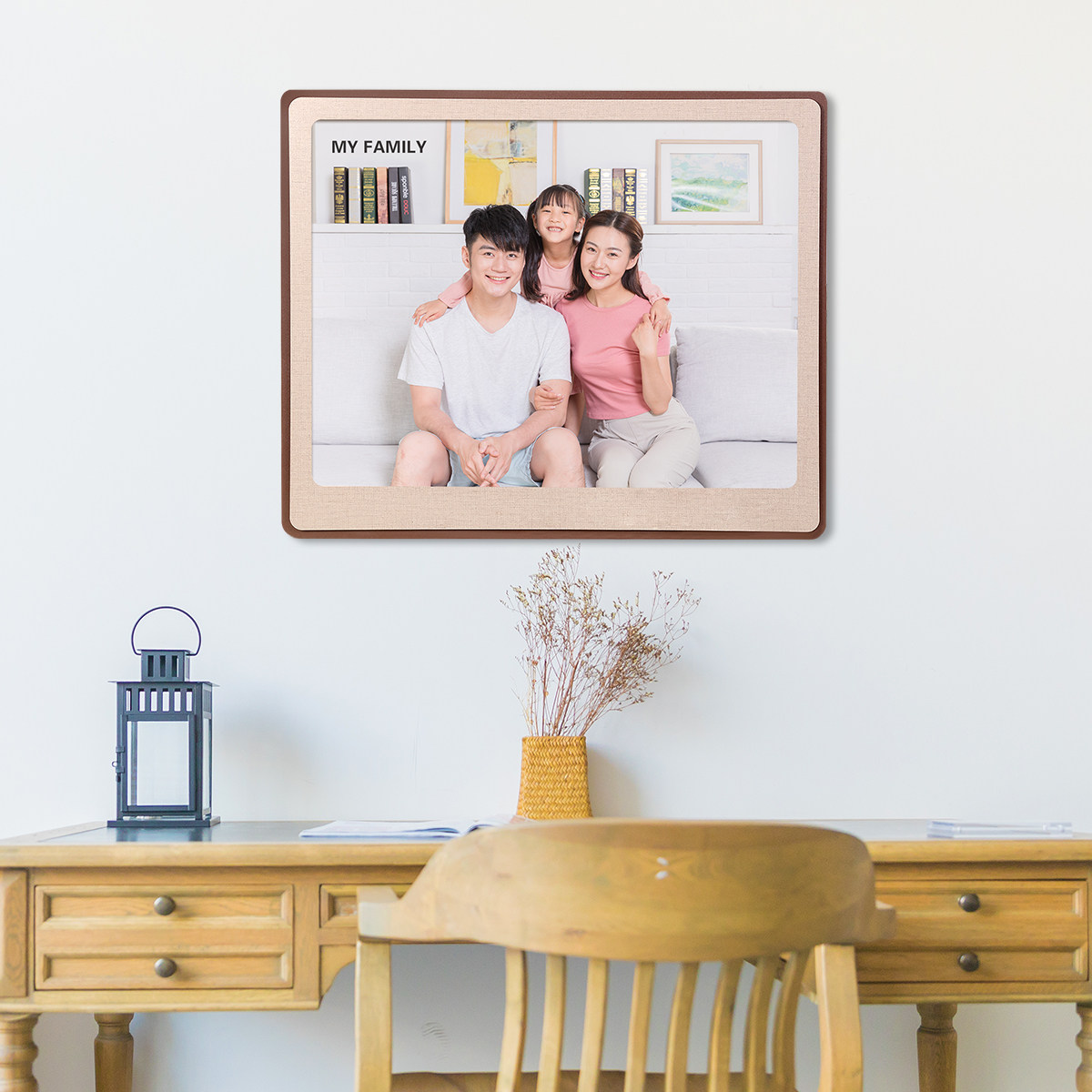 简约现代中式实木相框制作包洗照片 婚纱全家福挂墙创意相片定制