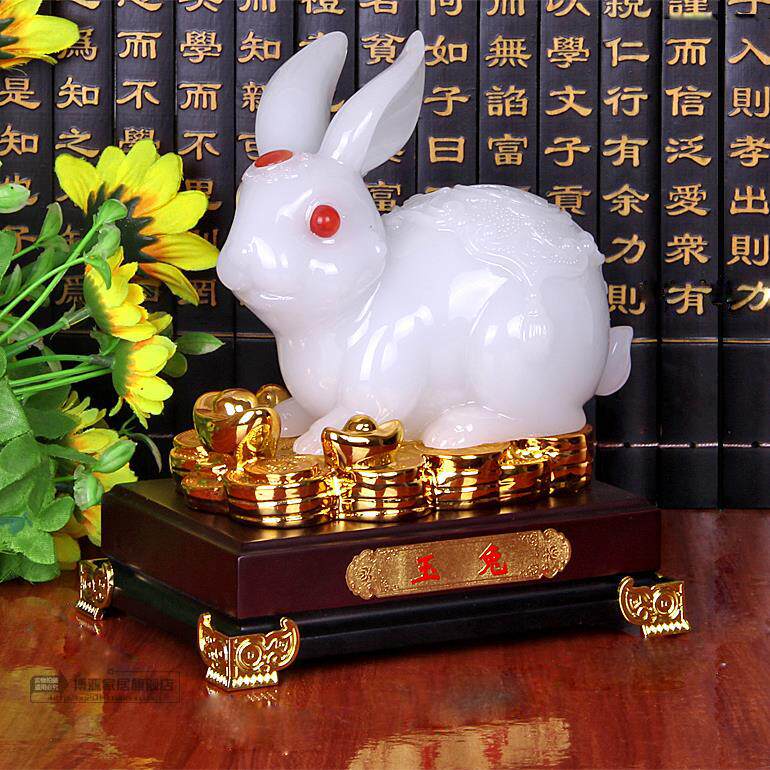 招财玉兔摆件生肖树脂动物摆设家居家居装饰装饰品摆件