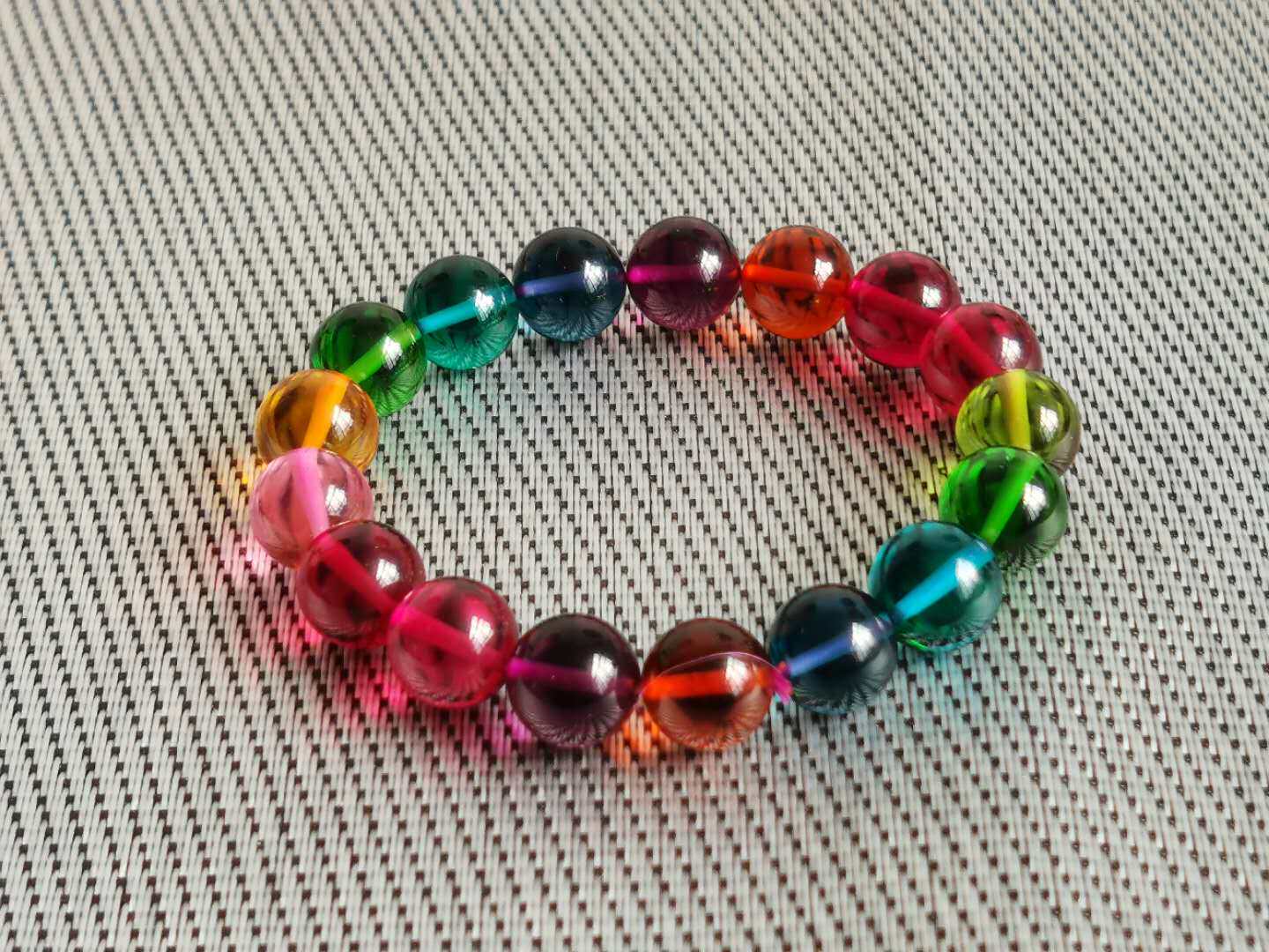 糖果碧玺优化碧玺全净体七彩色水晶手串彩虹款手链女 奥地利水晶