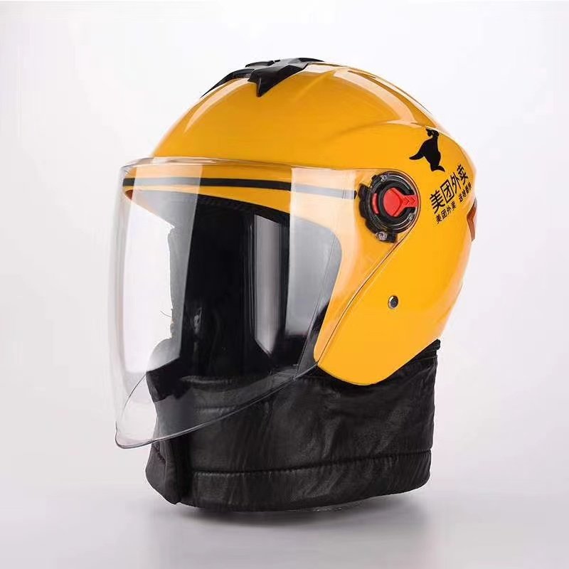 外卖美团冬盔冬季防雨头盔帽子冬天防寒保暖头盔