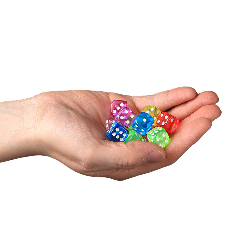 水晶骰子彩色筛子透明亚克力色子酒吧ktv摇筛粒儿童教具游戏骰子