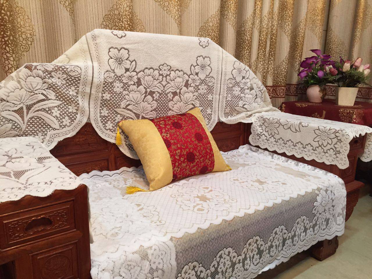 欧式沙发垫定制蕾丝沙发巾靠背巾扶手巾方巾桌巾毛圈镂空加厚四季