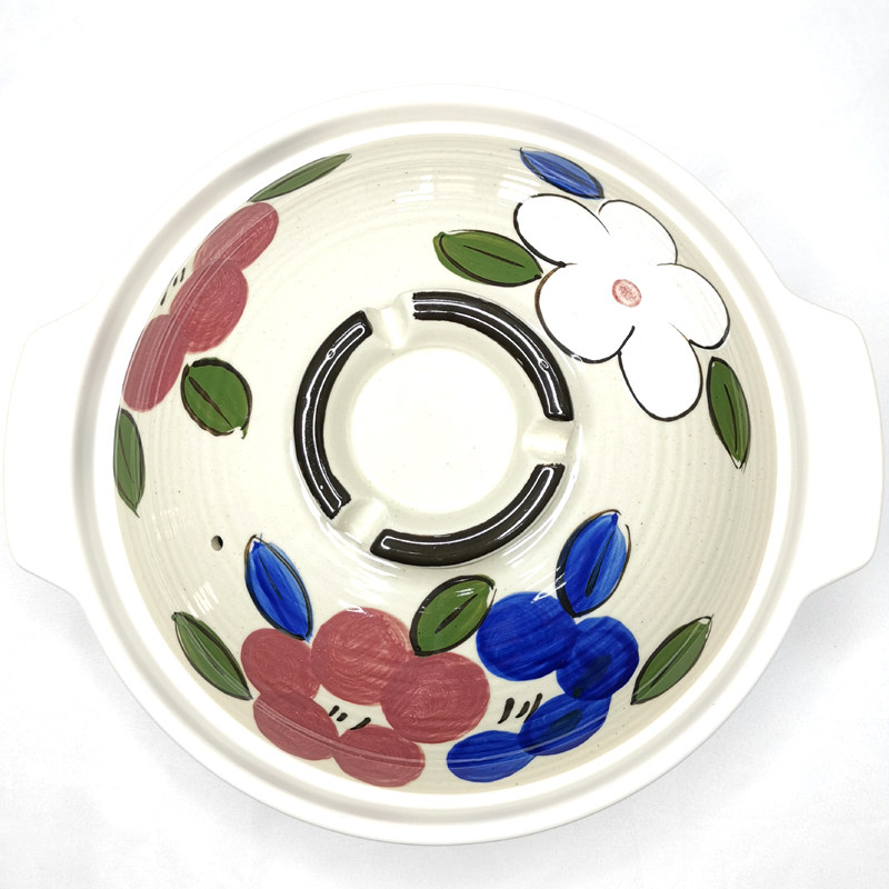 砂锅万古烧日本本土手绘浅锅干烧耐高温日式手彩砂锅