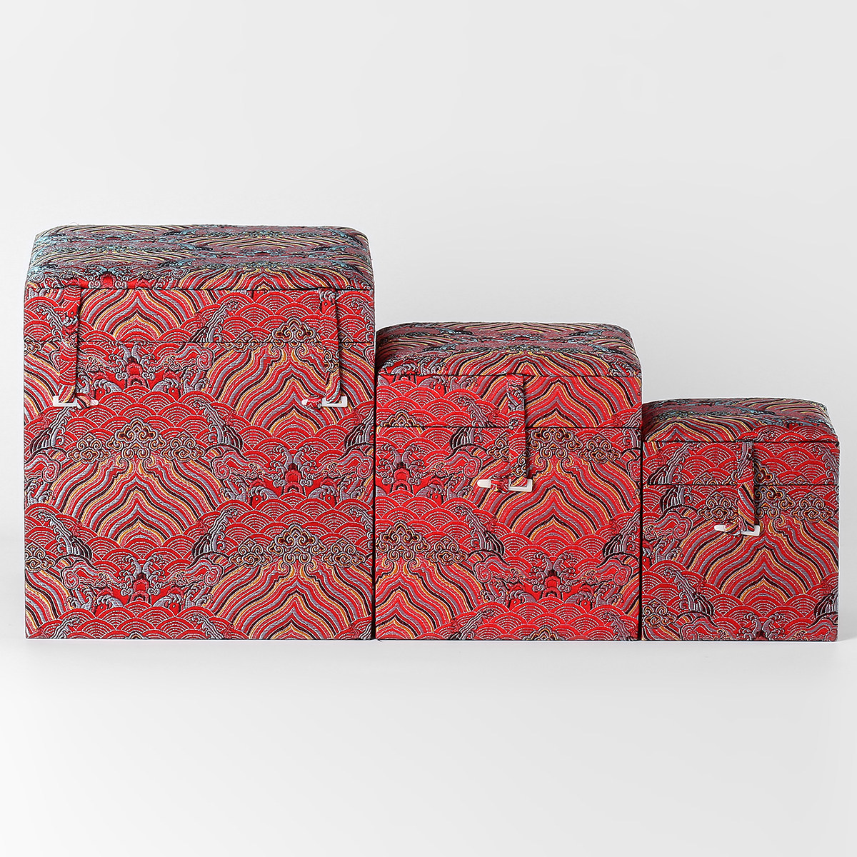 织锦缎高档木质小手手把件盒玉器印章包装锦盒首饰盒