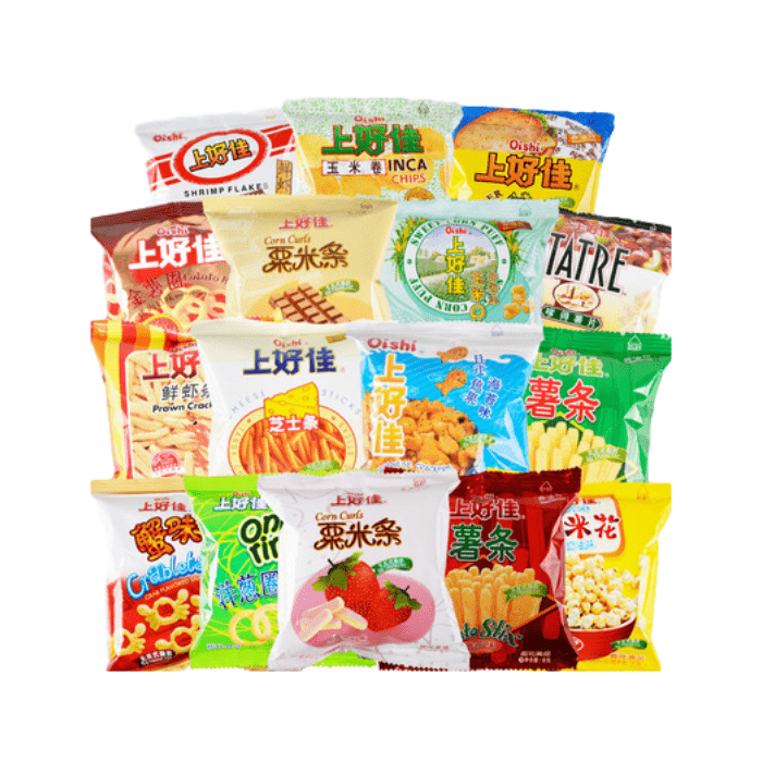 上好佳鲜虾片薯条虾条大礼包50包膨化食品膨化食品