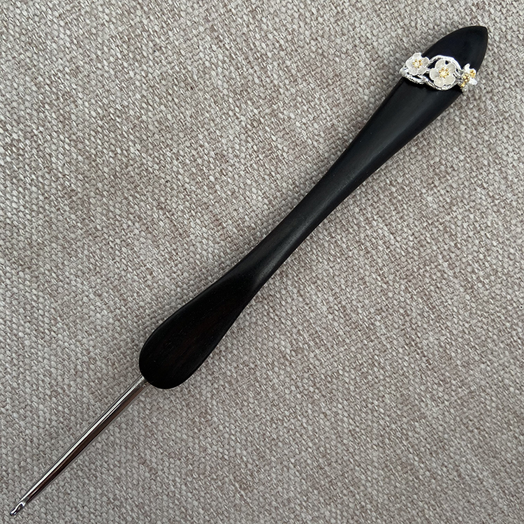 周九糖檀木简约镶嵌梅花七针坊手工钩针安装针