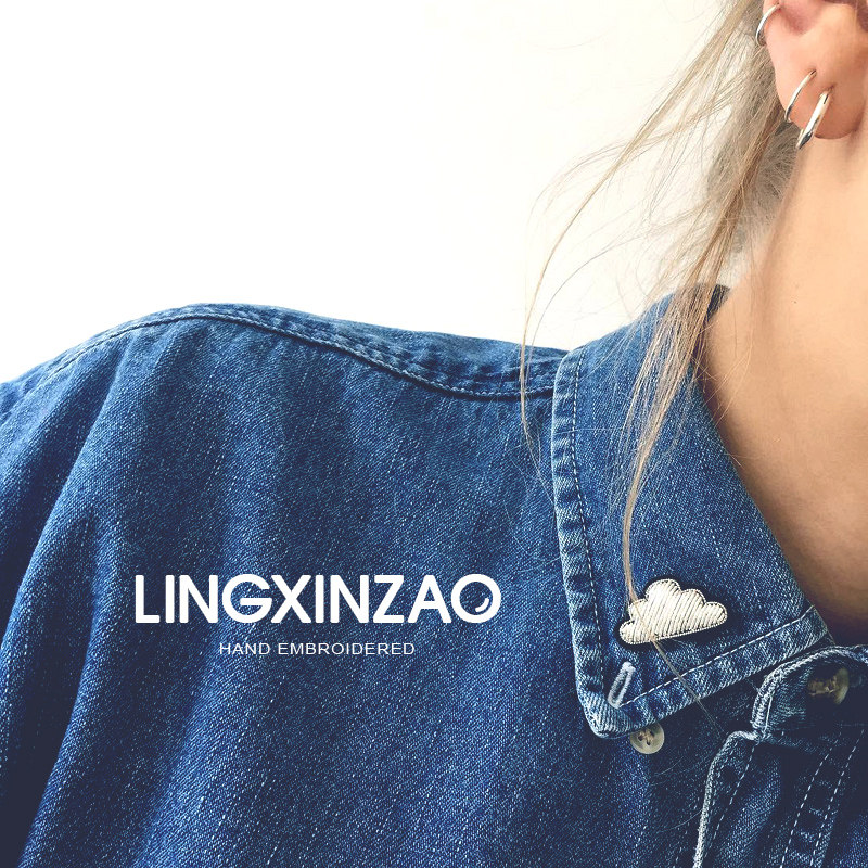 云朵系列手工刺绣徽章胸花胸针配饰