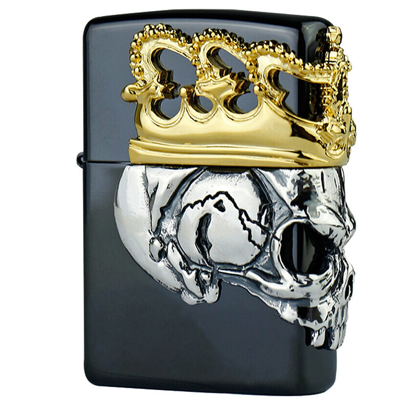 打火机皇冠酷贴野兽美女zippo王皇冠骷髅镀金日版zippo