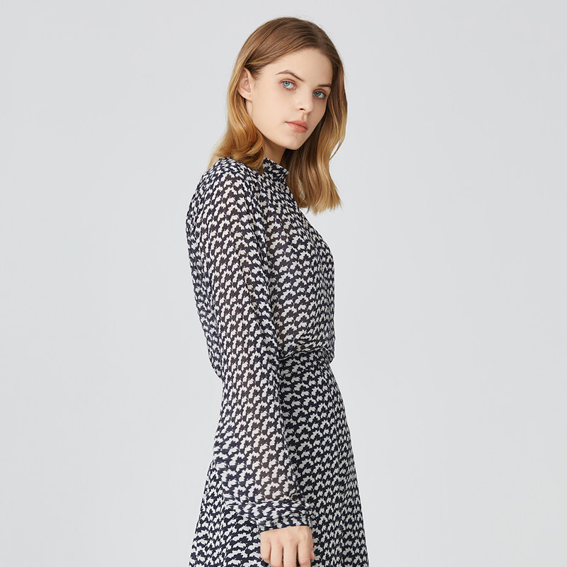 marcopolo2021年春夏复古白云碎花小衫女款长袖衬衫衬衫