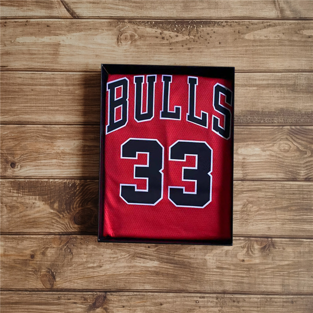 公牛33号皮蓬球衣经典红色热压定制男女篮球篮球服