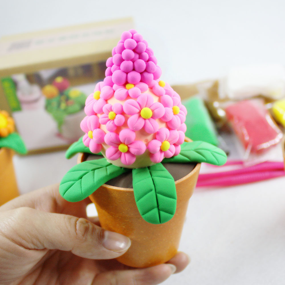 儿童diy超轻粘土花朵盆栽套装彩泥多肉花卉粘土