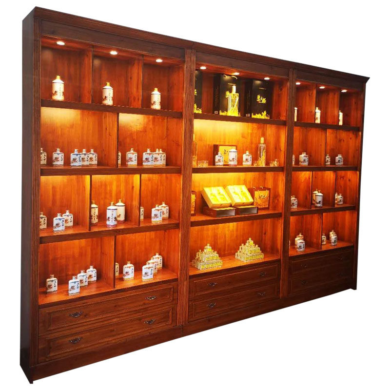 展柜化妆品展示柜精品精品展陈列柜产品怀旧实木茶叶化妆品展柜