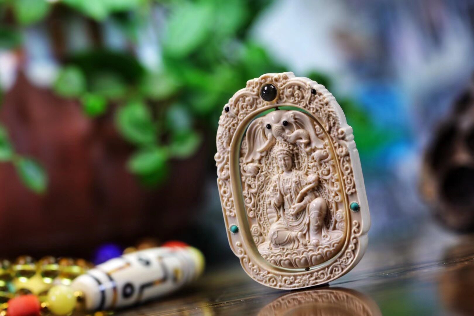 猛犸象牙佛牌普贤菩萨本命佛生肖属龙蛇守护神平安无事牌吊坠