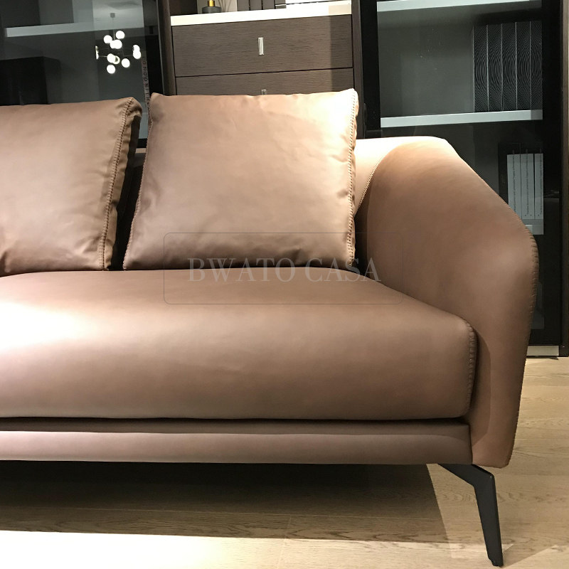 意式极简moda磨砂全皮真皮沙发三人位小户户型纳帕皮艺沙发