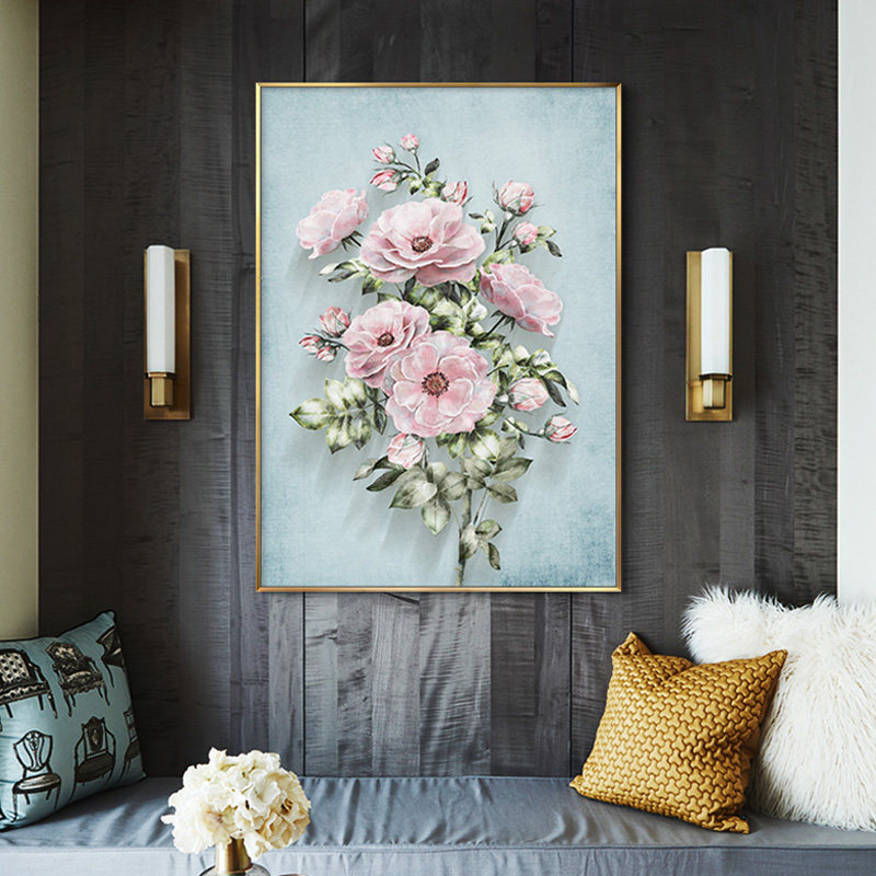 美丽献礼美式复古壁画花卉现代简约背景墙玄关挂画现代装饰画