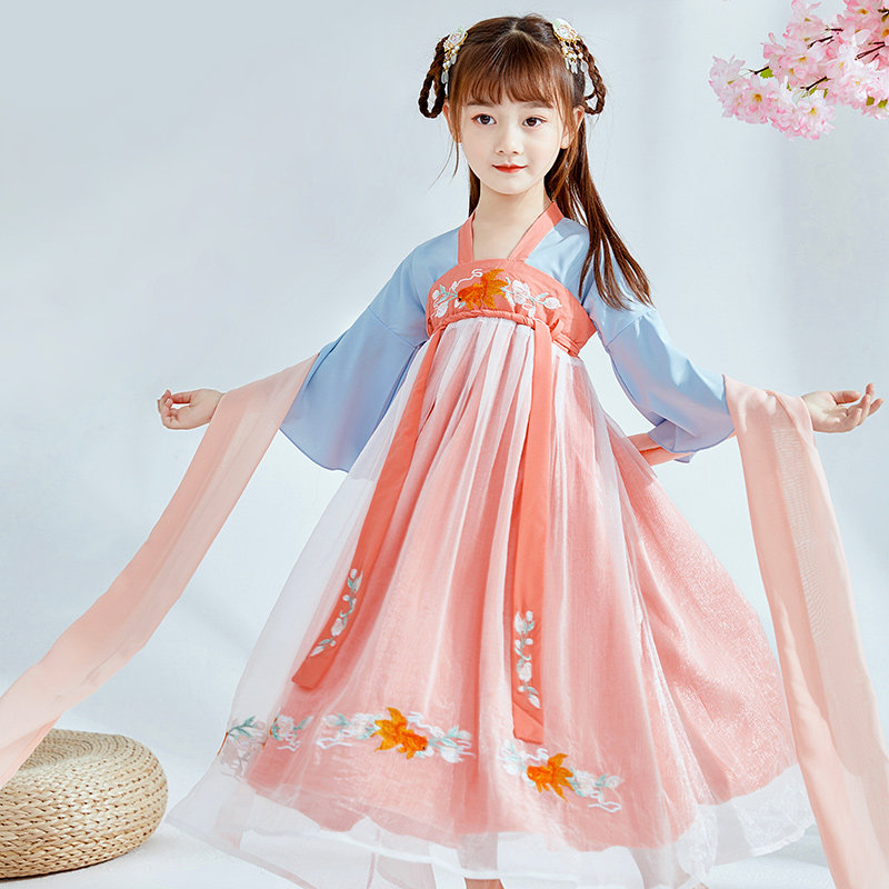 改良中国风儿童汉服女童古装超仙女小女孩唐装连衣裙童装襦裙夏装