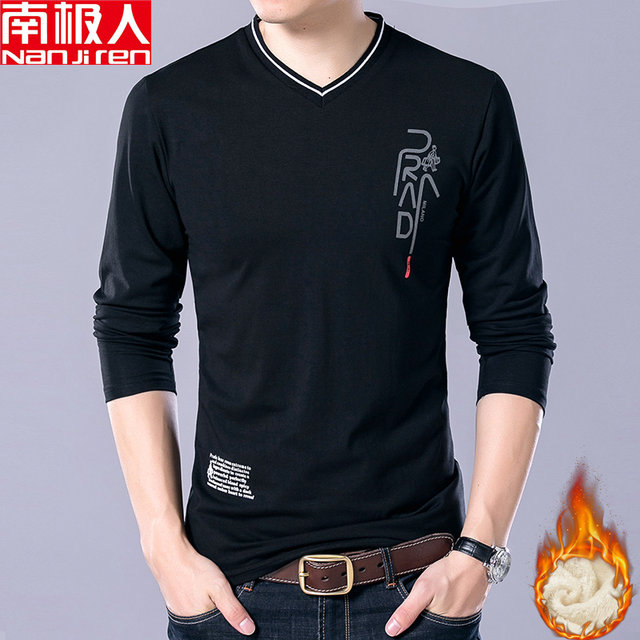 Antarctic autumn thin V-neck cotton T-shirt men's slim long-sleeved bottoming shirt men's all-match shirt men's sweater Antarctic autumn thin V-neck cotton T-shirt men's slim long-sleeved bottoming shirt men's all-match shirt men's sweater