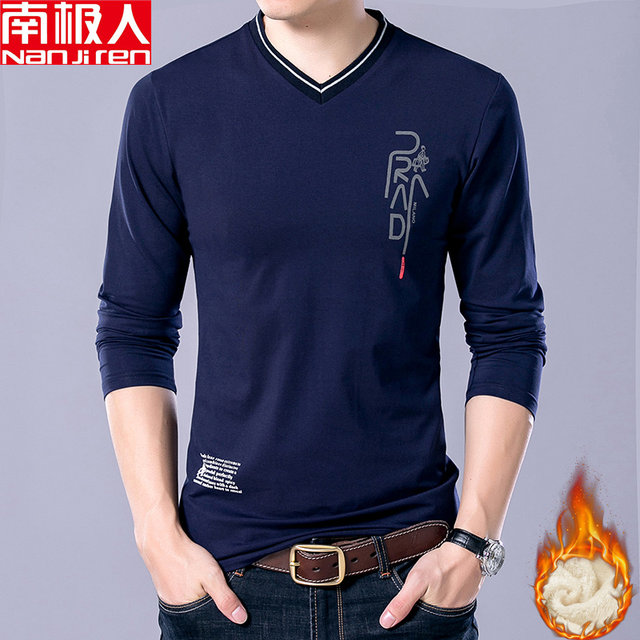 Antarctic autumn thin V-neck cotton T-shirt men's slim long-sleeved bottoming shirt men's all-match shirt men's sweater Antarctic autumn thin V-neck cotton T-shirt men's slim long-sleeved bottoming shirt men's all-match shirt men's sweater