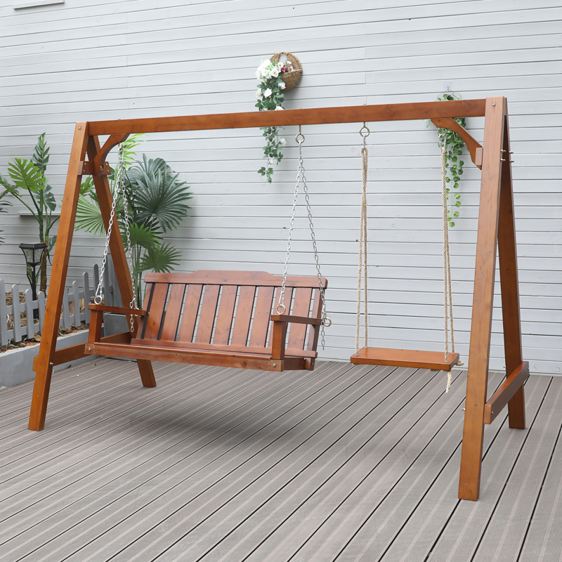 秋千户外庭院露台木质荡秋千室外花园摇椅实木户外秋千