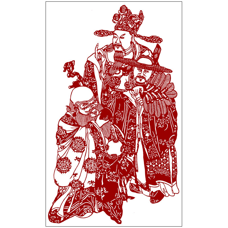 福禄寿星手工刻纸图案打印底稿剪纸素材图样剪纸