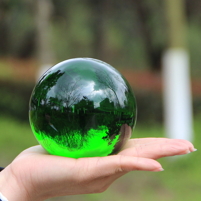 绿色水晶球摆件镇宅旺运旺事业风水珍藏饰品绿幽灵摆件办公室摆件