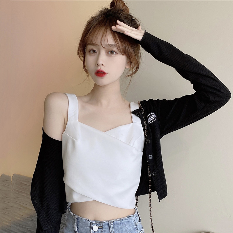 法式白色吊带背心女夏外穿内搭设计小众辣妹背心吊带