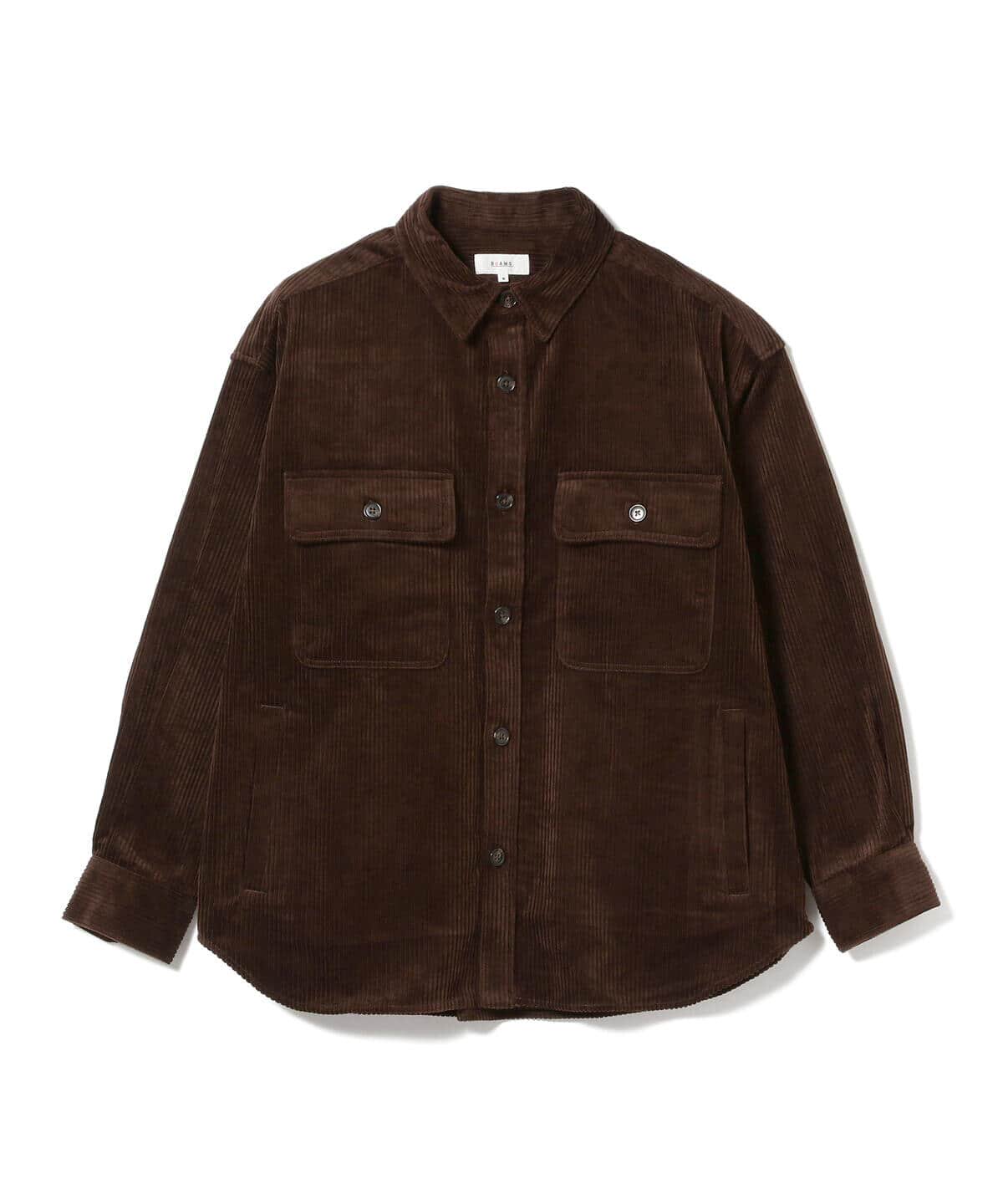 beamsdotcorduroycposhirt21aw复古宽松灯心绒两袋衬衫夹克