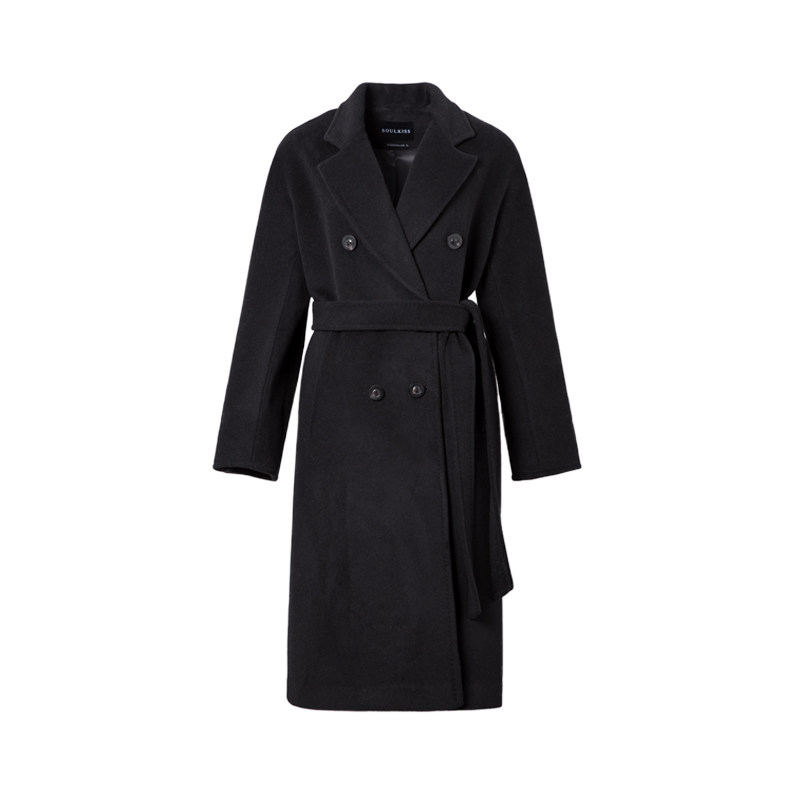 soulkiss经典101801大衣限定山羊绒羊毛秋冬季中长羊绒毛呢外套