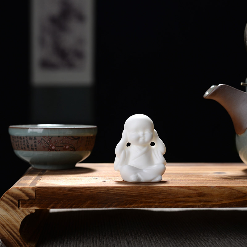 茶道茶宠摆件禅意小和尚四不陶瓷茶玩茶宝茶桌茶宠摆件