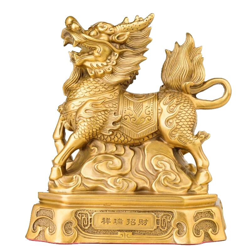 纯铜麒麟摆件一对祥瑞麒麟家居客厅摆设装饰品精致摆件