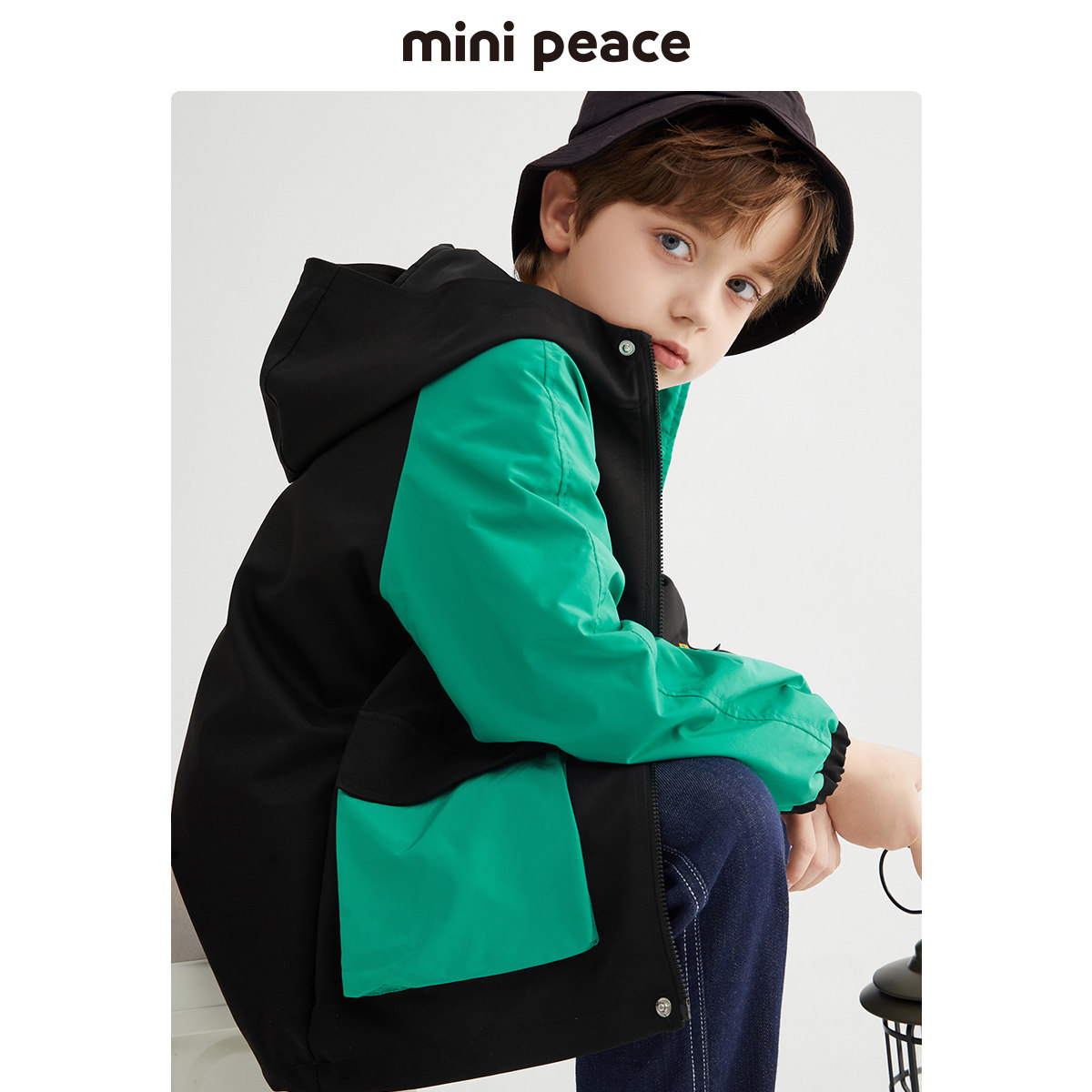 minipeace太平鸟童装男童外套夹克连帽儿童秋装上衣普通外套