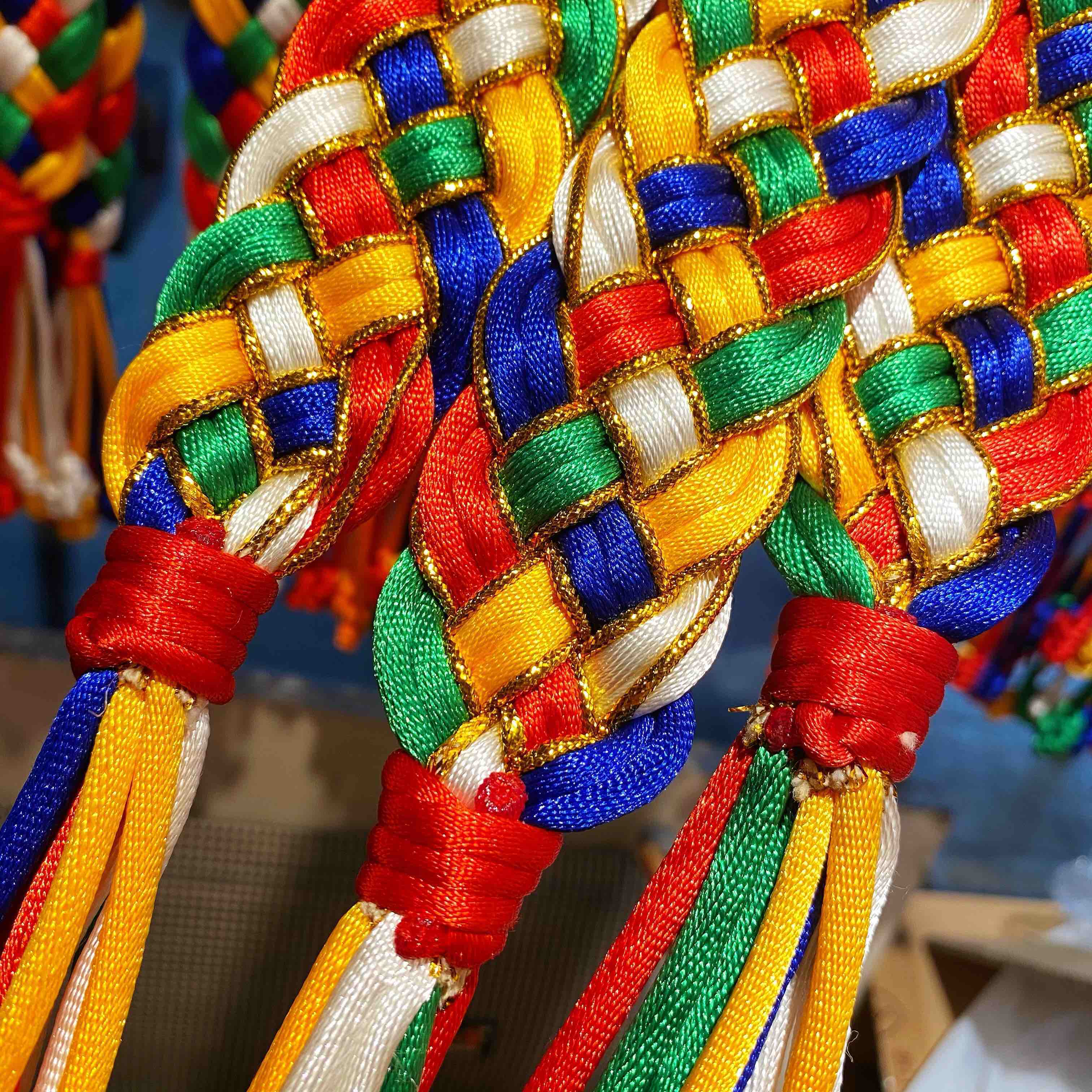 手工金刚结车藏族五色五彩工车饰彩藏式绳
