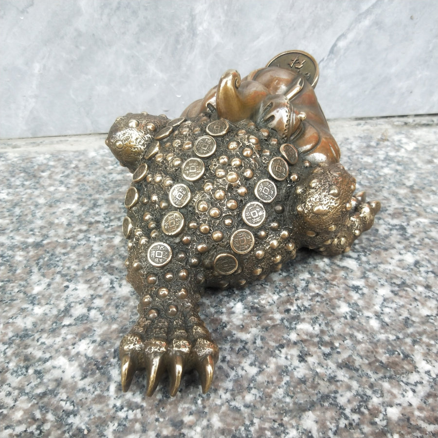 足金青蛙摆件黄铜仿古蟾蜍金钱金蟾招财聚财摆件