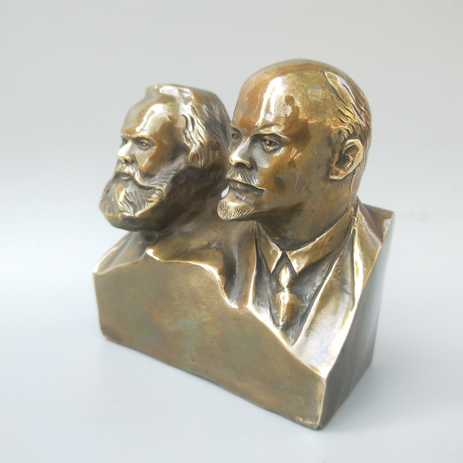 仿古古铜马克思列宁铜像摆件黄铜马列主义人物半身摆件