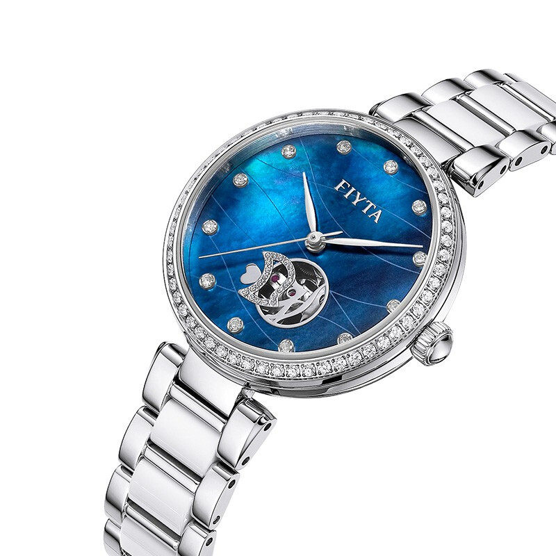 飞亚达手表海洋镂空女表防水机械表时尚休闲腕表dla30001wlwd国产腕表