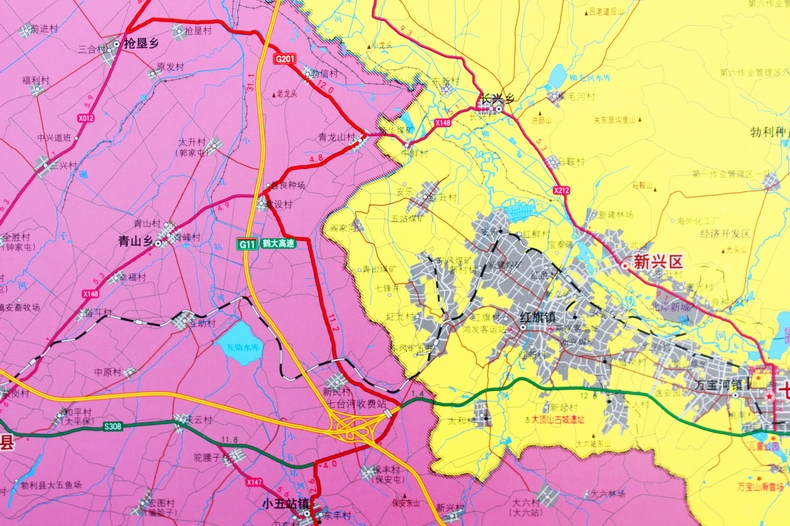 4 七台河市区图 七台河市交通图 七台河市地图挂图 发货快