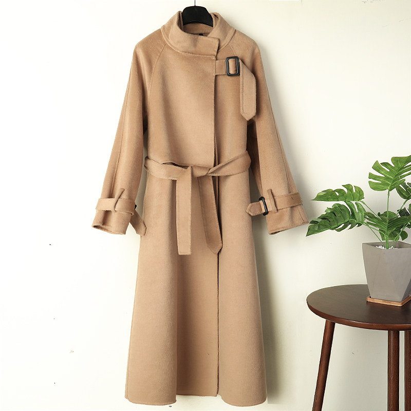 2020秋冬新款双面羊绒大衣女中中长立领韩版毛呢外套