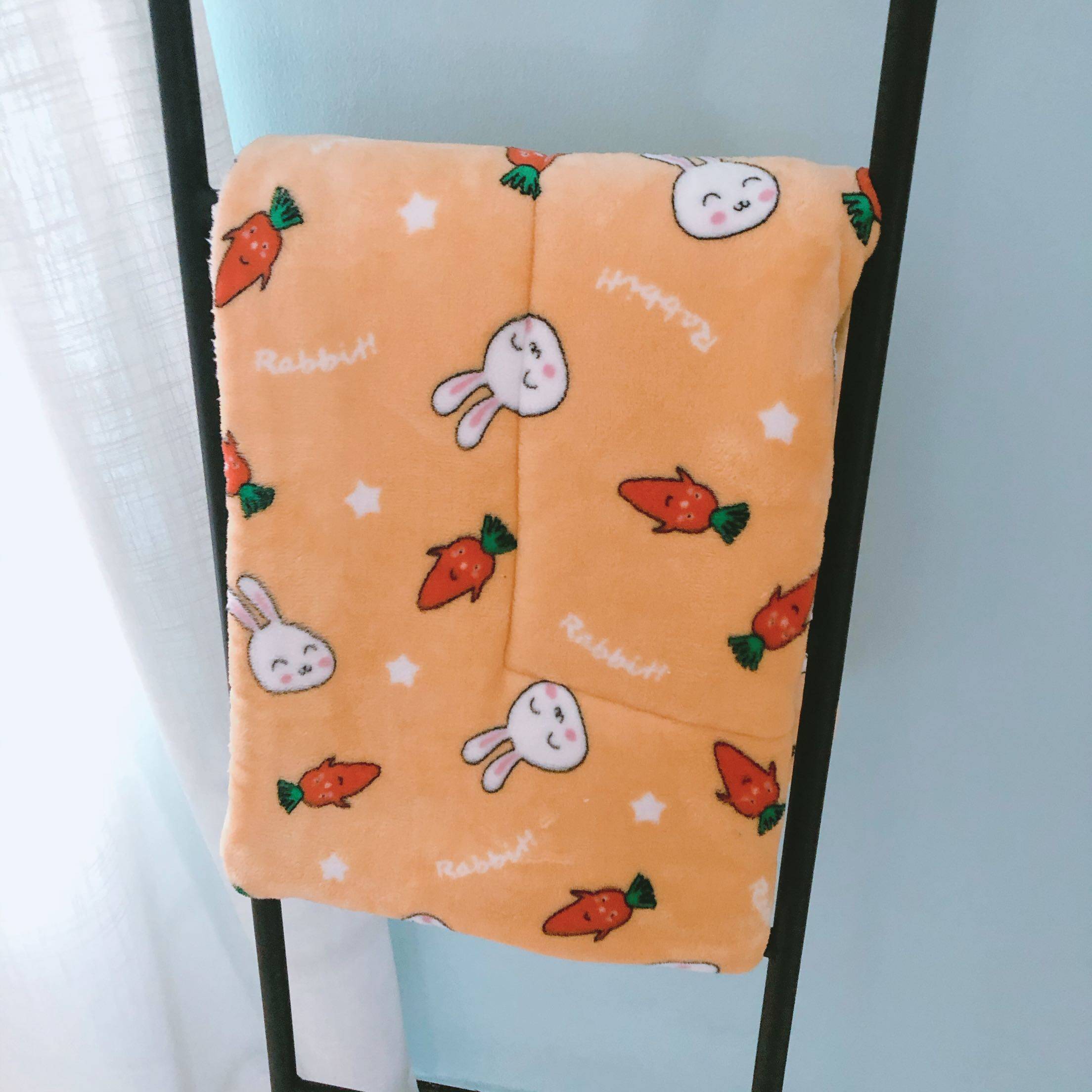 黄色可爱卡通小兔子法兰绒羊羔绒小毛毯办公室午睡休闲毯