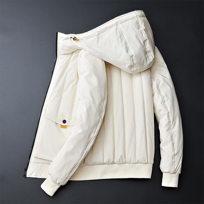 香港轻薄羽绒服2021年冬季白色外套男短款加厚潮流帅气鸭绒羽绒服