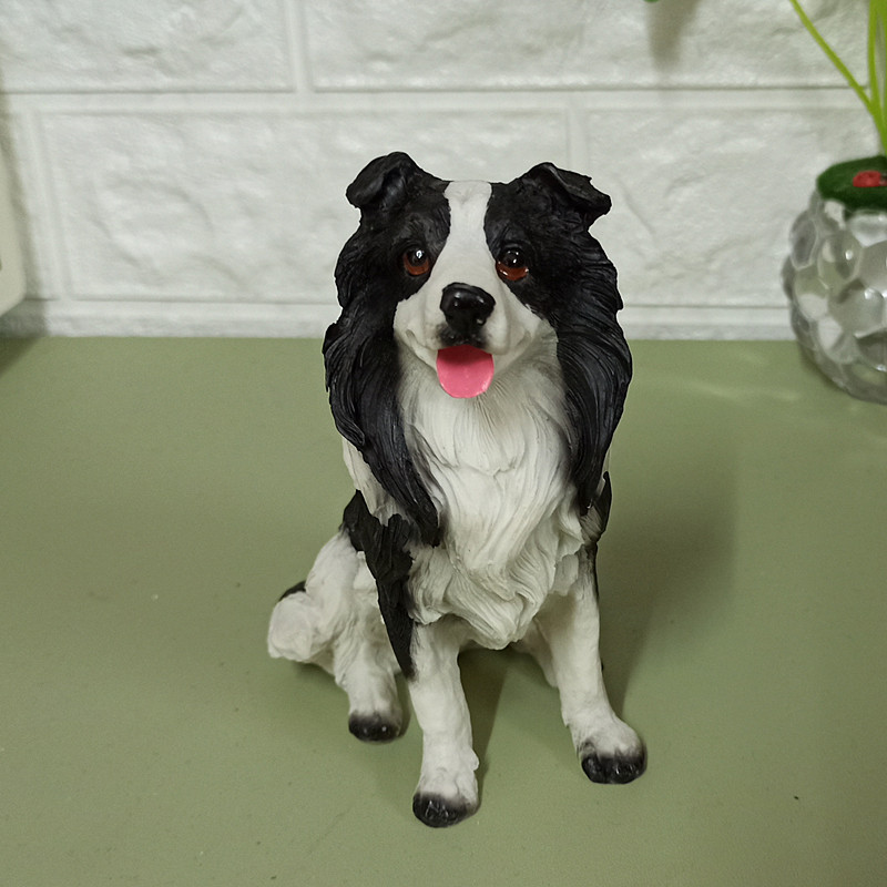 边境牧羊犬仿真狗巴哥摆件假狗八哥犬现代家居时尚摆设品边牧模型